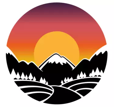 Nature wall sticker mountain sunset silhouette - TenStickers
