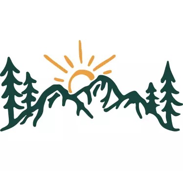 Nature wall sticker mountain sunrise view - TenStickers