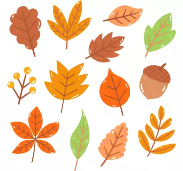 Nature wall sticker autumn leaf collection - TenStickers