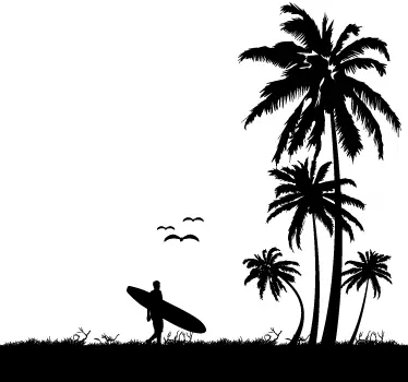 Tropical Beach Silhouette Sticker - TenStickers