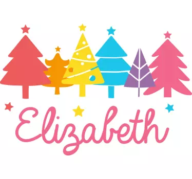 Tree wall sticker colorful christmas trees - TenStickers