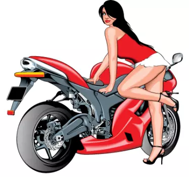 Motorbike and Model Sticker - TenStickers
