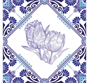 Wall sticker elegant floral design - TenStickers