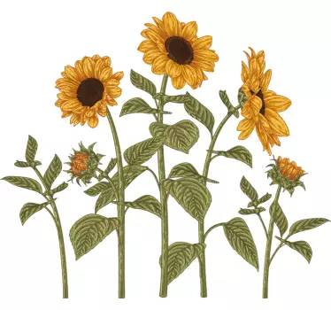 Flower wall sticker sunflower bloom arrangement - TenStickers