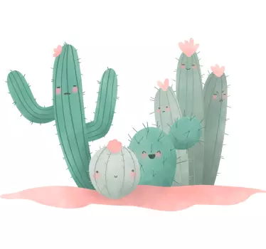Wall sticker cute cactus family - TenStickers