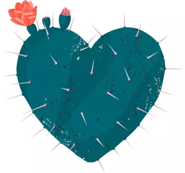 Nature wall sticker heart-shaped cactus - TenStickers
