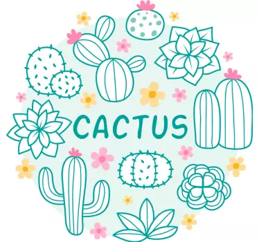 Cactus floral elements wall sticker - TenStickers