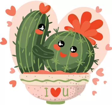 Cactus love couple wall sticker - TenStickers