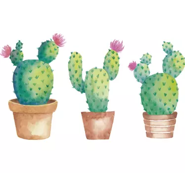 Plant sticker vibrant cactus trio - TenStickers