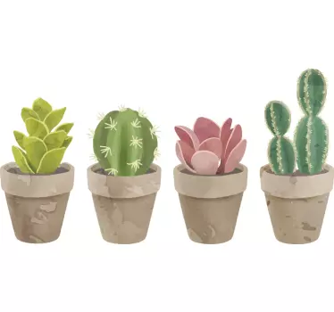 Plant sticker cactus pot collection - TenStickers