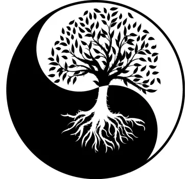 Nature wall sticker yin yang tree design - TenStickers