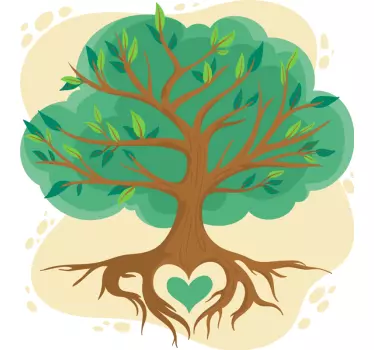 Nature wall sticker heart rooted tree - TenStickers
