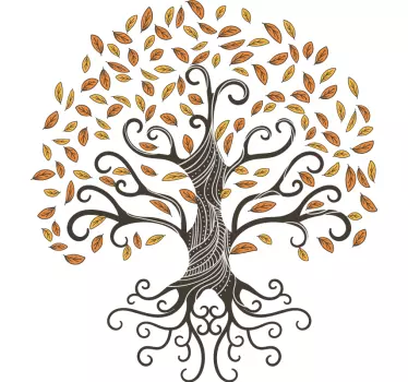 Tree wall sticker stylized seasonal tree - TenStickers