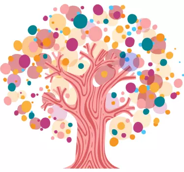 Nature wall sticker colorful tree silhouette - TenStickers