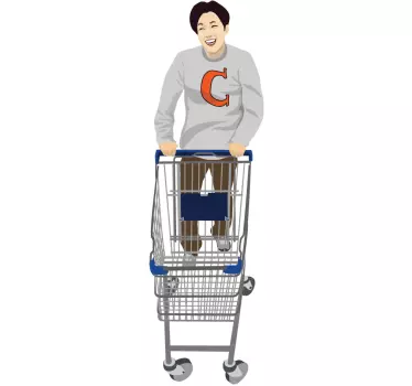 Guy with Trolley Wall Sticker - TenStickers