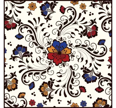Colourful ornament bathroom tile sticker - TenStickers