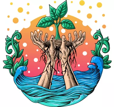 Nature wall sticker hands nurturing nature - TenStickers