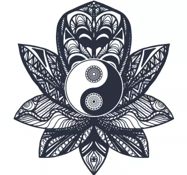 Nature wall sticker yin yang lotus design - TenStickers