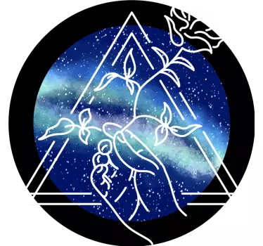 Galactic hand rose wall sticker - TenStickers