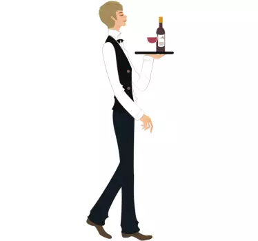 Waiter & Tray Wall Sticker - TenStickers