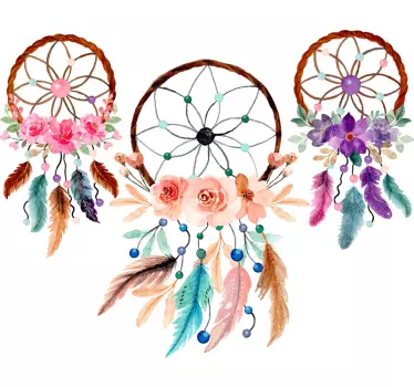 Wall sticker dreamcatcher floral arrangement - TenStickers