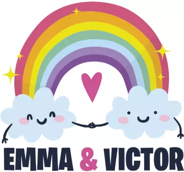 Quote wall sticker rainbow love clouds - TenStickers