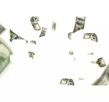 Credit card sticker floating dollar bills - TenStickers
