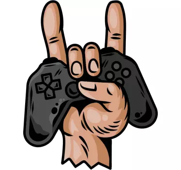 Video game sticker stone hand gesture - TenStickers