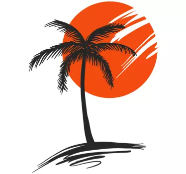 Palm Sun Tree Wall Sticker - TenStickers