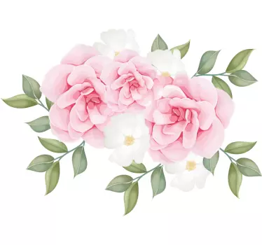 Flower wall sticker pink rose arrangement - TenStickers