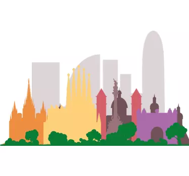 Wall sticker barcelona skyline silhouette - TenStickers