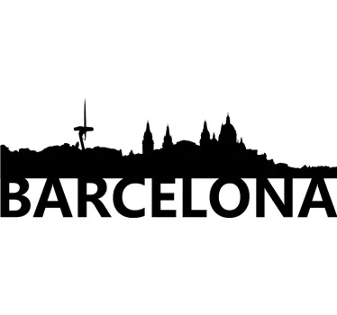 Barcelona skyline outline wall sticker - TenStickers