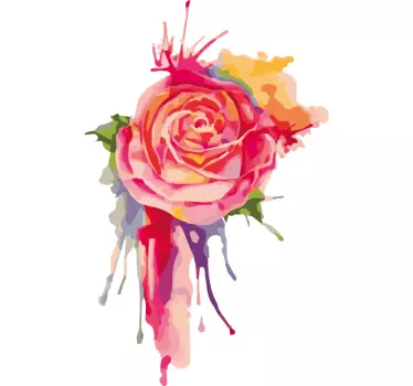 Colorful rose splash flower wall sticker - TenStickers
