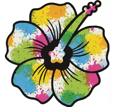 Flower wall sticker colorful hibiscus blossom - TenStickers