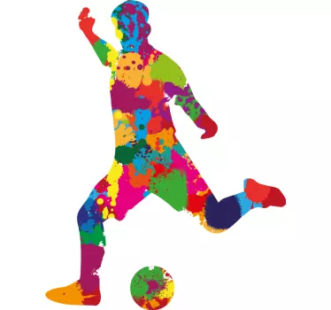 Football player splash colours football sticker - TenStickers