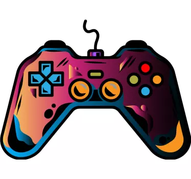 Gaming neon colorful controller video gaming wall sticker - TenStickers