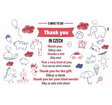 Saying thank you in Czech educational sticker - TenStickers