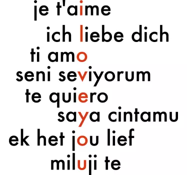 Quote wall sticker love in languages - TenStickers