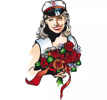 Boat Flower Bride Wall Sticker - TenStickers