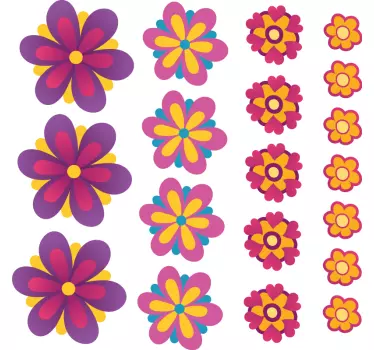 Flower wall sticker colorful floral patterns - TenStickers