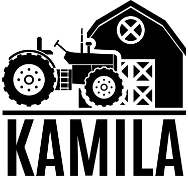 Nature wall sticker tractor barn scene - TenStickers