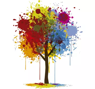 Paint splash tree living room wall sticker - TenStickers