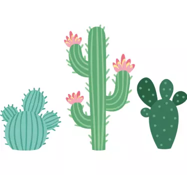 Wall sticker colorful cactus trio - TenStickers