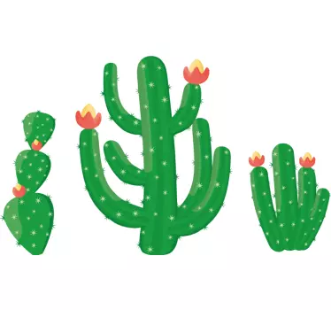 Vibrant cactus composition wall sticker - TenStickers