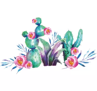 Plant sticker vibrant cactus arrangement - TenStickers