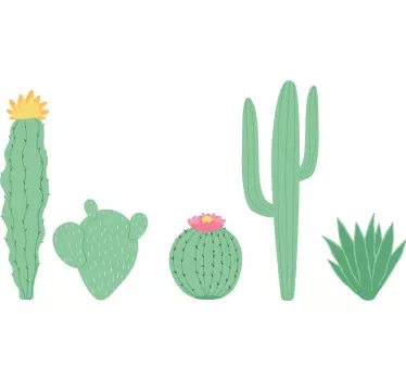 Nature wall sticker cactus collection showcase - TenStickers