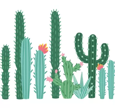 Plant sticker vibrant cactus cluster - TenStickers