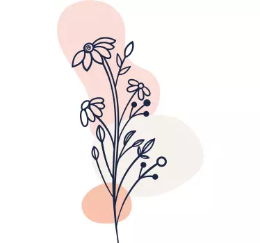 Wall sticker floral line art design - TenStickers