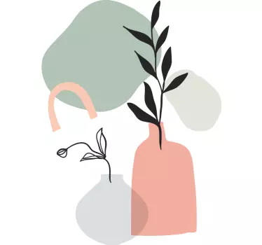 Tile sticker abstract floral vases - TenStickers