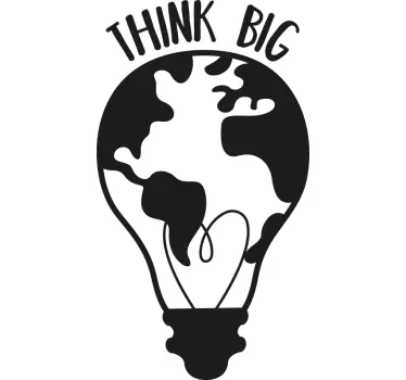 Think big with world map inspirational office wall sticker - TenStickers